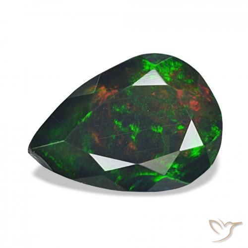 Opale noire Multicolore naturelle En forme de poire, 1.62 ct, Opaque