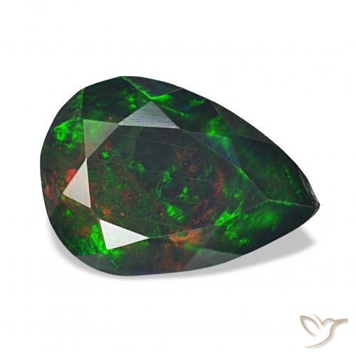 Opale noire Multicolore naturelle En forme de poire, 1.62 ct, Opaque