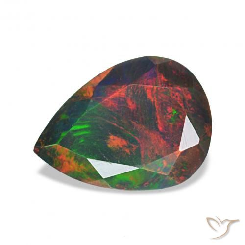 Opale noire Multicolore naturelle En forme de poire, 0.98 ct, Opaque