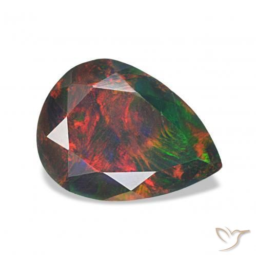 Opale noire Multicolore naturelle En forme de poire, 0.98 ct, Opaque