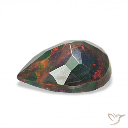 Opale noire Multicolore naturelle En forme de poire, 0.98 ct, Opaque