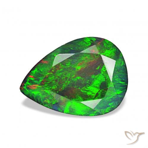 Opale noire Multicolore naturelle En forme de poire, 1.23 ct, Opaque