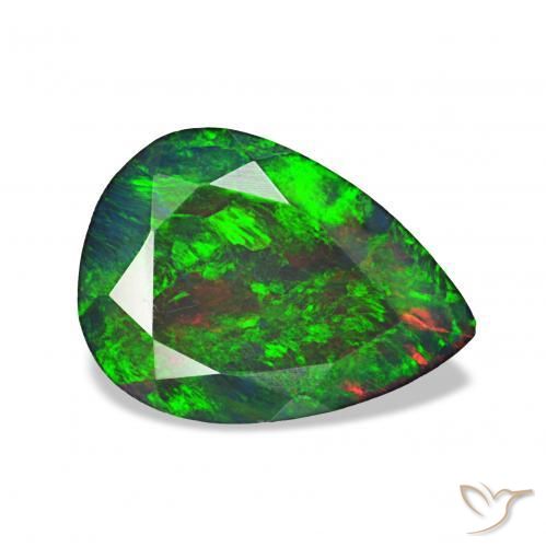 Opale noire Multicolore naturelle En forme de poire, 1.23 ct, Opaque
