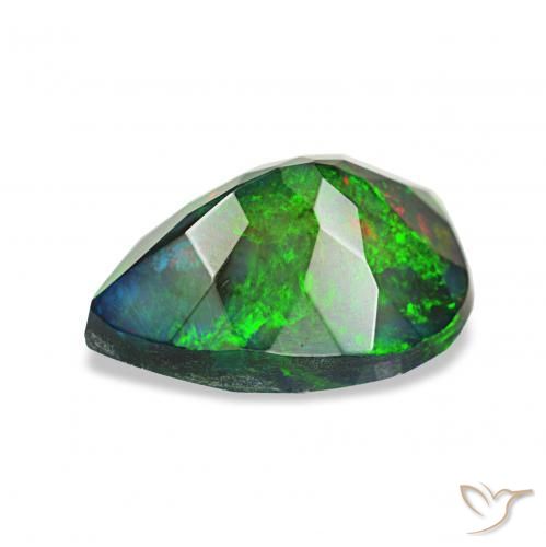 Opale noire Multicolore naturelle En forme de poire, 1.23 ct, Opaque
