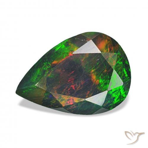 1.24ct Multicolore Opale noire, En forme de poire, Opaque