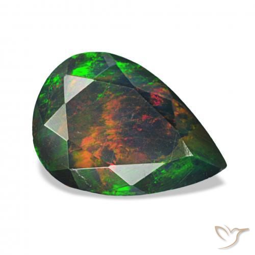 Opale noire Multicolore naturelle En forme de poire, 1.24 ct, Opaque