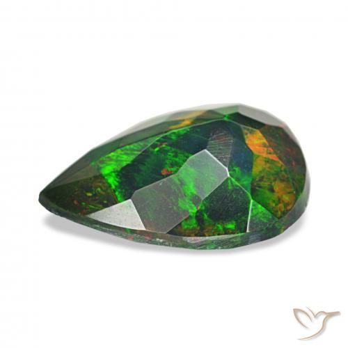 Opale noire Multicolore naturelle En forme de poire, 1.24 ct, Opaque