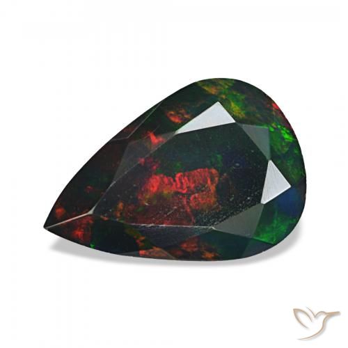 1.41ct Multicolore Opale noire, En forme de poire, Opaque