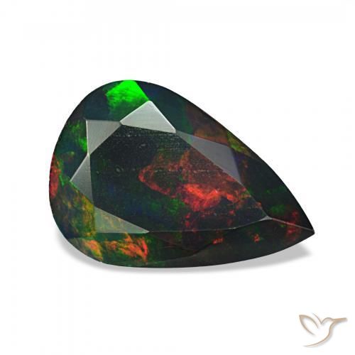 Opale noire Multicolore naturelle En forme de poire, 1.41 ct, Opaque