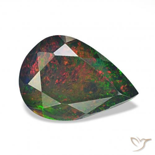 Opale noire Multicolore naturelle En forme de poire, 0.94 ct, Opaque