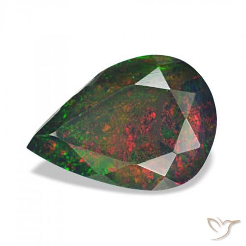 Opale noire Multicolore naturelle En forme de poire, 0.94 ct, Opaque