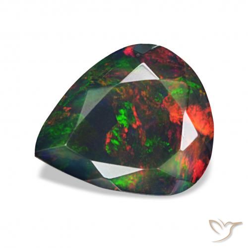 Opale noire Multicolore naturelle En forme de poire, 1.03 ct, Opaque