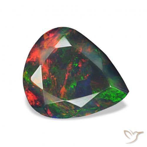 Opale noire Multicolore naturelle En forme de poire, 1.03 ct, Opaque