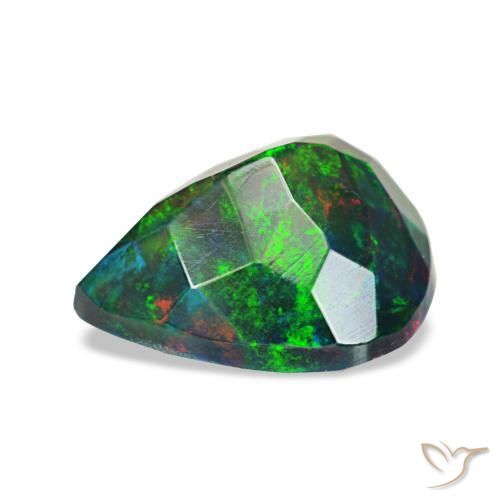 Opale noire Multicolore naturelle En forme de poire, 1.03 ct, Opaque