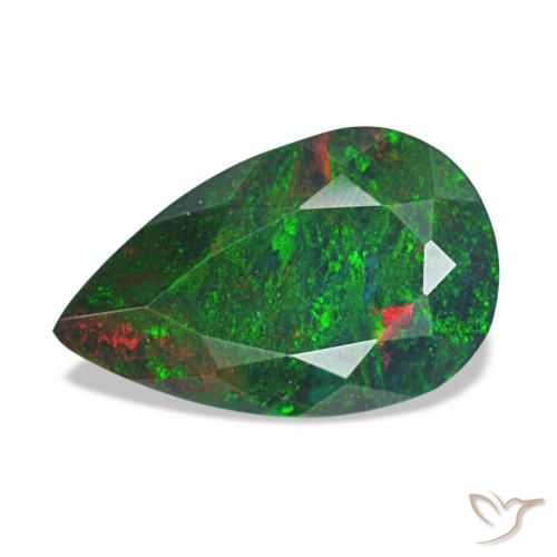 Opale noire Multicolore naturelle En forme de poire, 1.38 ct, Opaque