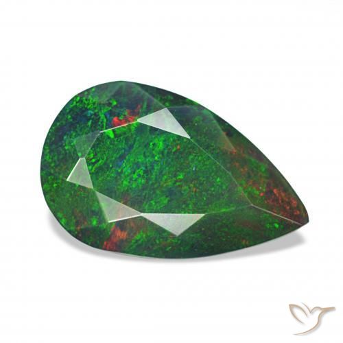 Opale noire Multicolore naturelle En forme de poire, 1.38 ct, Opaque