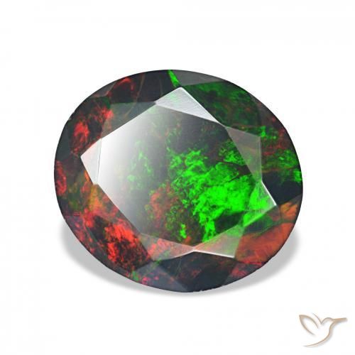 Opale noire Multicolore naturelle ovale, 1.71 ct, Opaque