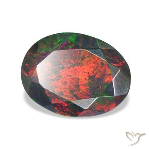Opale noire Multicolore naturelle ovale, 1.05 ct, Opaque