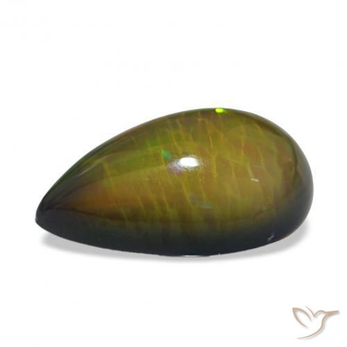 Opale noire Multicolore naturelle En forme de poire, 7.76 ct, Translucide