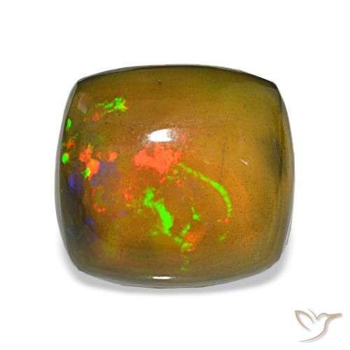 Opale noire Multicolore naturelle Coussin, 7.90 ct, Translucide