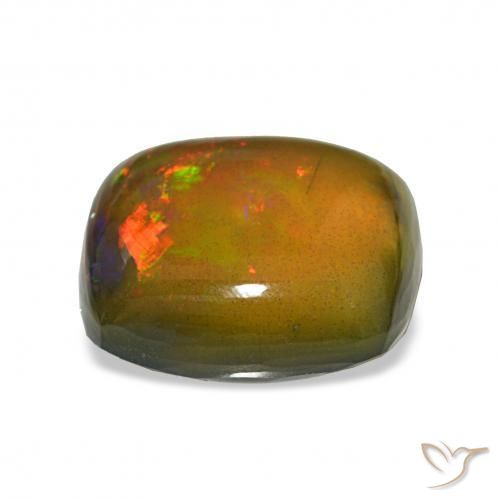 Opale noire Multicolore naturelle Coussin, 7.90 ct, Translucide