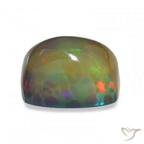 Opale noire Multicolore naturelle Coussin, 5.91 ct, Transparent