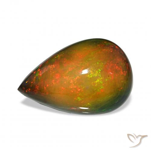Opale noire Multicolore naturelle En forme de poire, 7.30 ct, Opaque