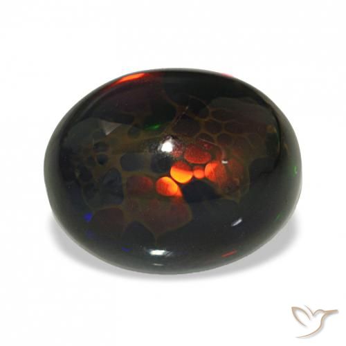 Opale noire Multicolore naturelle ovale, 4.67 ct, Opaque