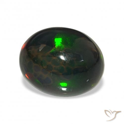 Opale noire Multicolore naturelle ovale, 4.67 ct, Opaque