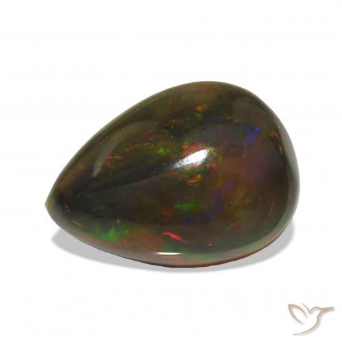 Opale noire Multicolore naturelle En forme de poire, 3.97 ct, Opaque