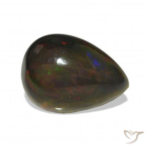 Opale noire Multicolore naturelle En forme de poire, 3.97 ct, Opaque