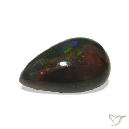 Opale noire Multicolore naturelle En forme de poire, 3.97 ct, Opaque