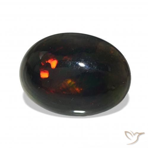 Opale noire Multicolore naturelle ovale, 2.37 ct, Opaque