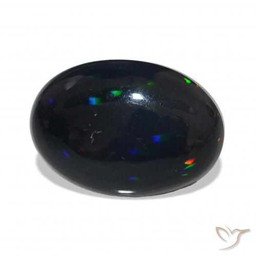Opale noire Multicolore naturelle ovale, 4.51 ct, Opaque
