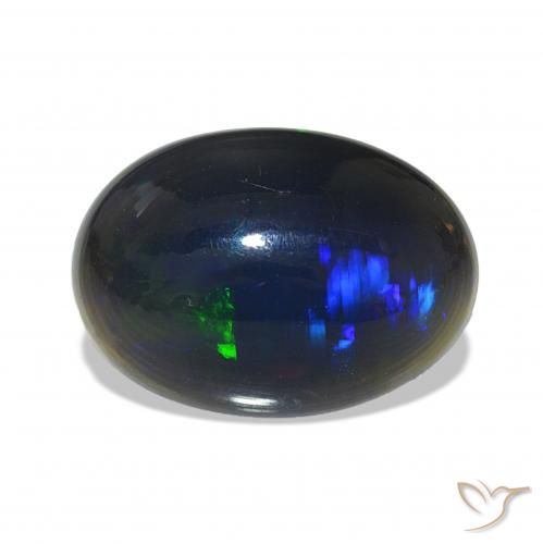 Opale noire Multicolore naturelle ovale, 3.79 ct, Opaque