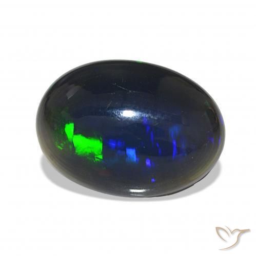 Opale noire Multicolore naturelle ovale, 3.79 ct, Opaque