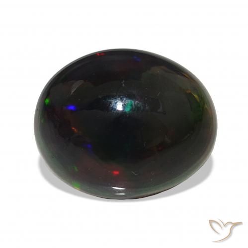 Opale noire Multicolore naturelle ovale, 4.09 ct, Opaque