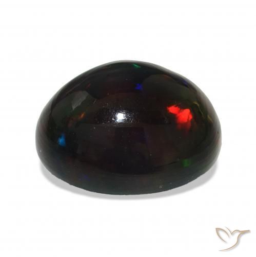 Opale noire Multicolore naturelle ovale, 4.09 ct, Opaque