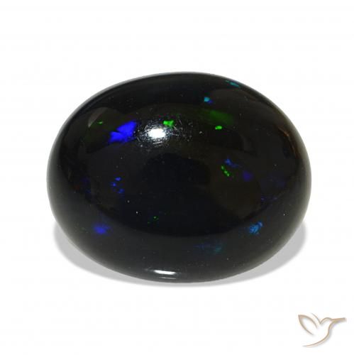 Opale noire Multicolore naturelle ovale, 3.38 ct, Opaque