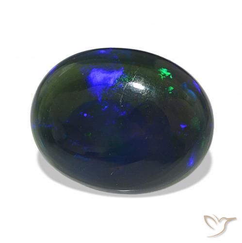 Opale noire Multicolore naturelle ovale, 3.18 ct, Opaque