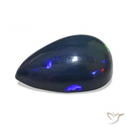 Opale noire Multicolore naturelle En forme de poire, 4.88 ct, Opaque
