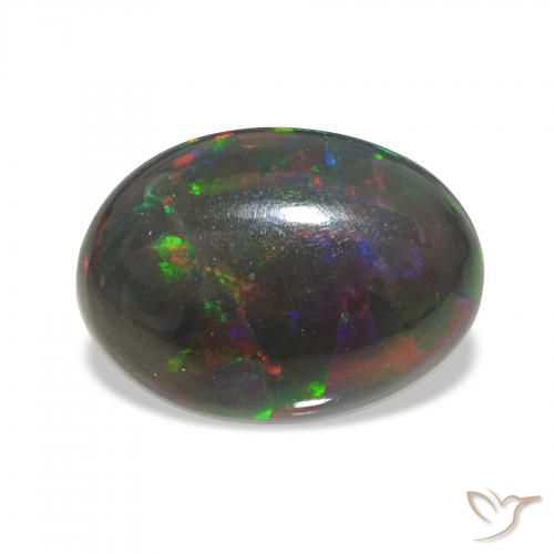 Opale noire Multicolore naturelle ovale, 3.30 ct, Opaque