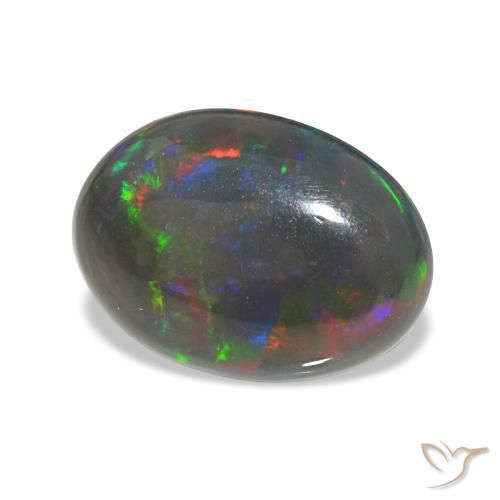 Opale noire Multicolore naturelle ovale, 3.30 ct, Opaque