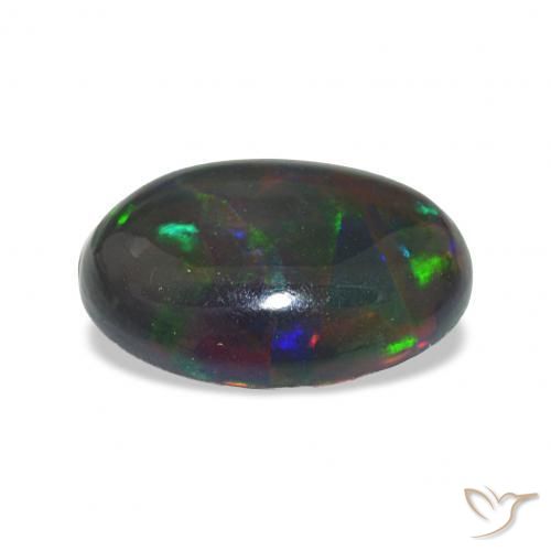 Opale noire Multicolore naturelle ovale, 3.30 ct, Opaque