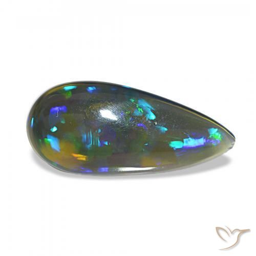 Opale noire Multicolore naturelle En forme de poire, 3.09 ct, Transparent