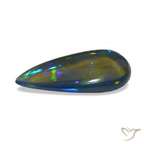 Opale noire Multicolore naturelle En forme de poire, 3.09 ct, Transparent