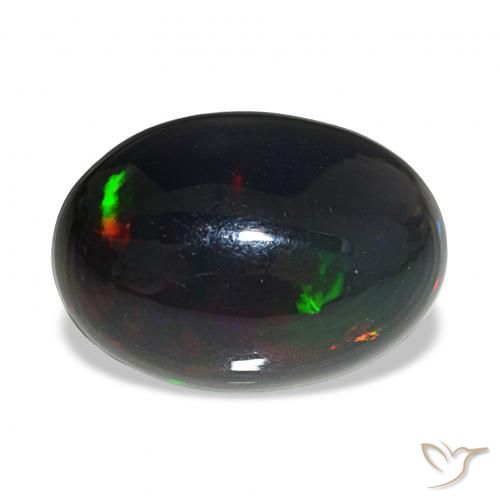Opale noire Multicolore naturelle ovale, 3.41 ct, Opaque