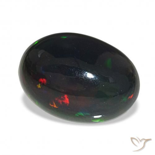 Opale noire Multicolore naturelle ovale, 3.41 ct, Opaque