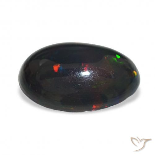 Opale noire Multicolore naturelle ovale, 3.41 ct, Opaque