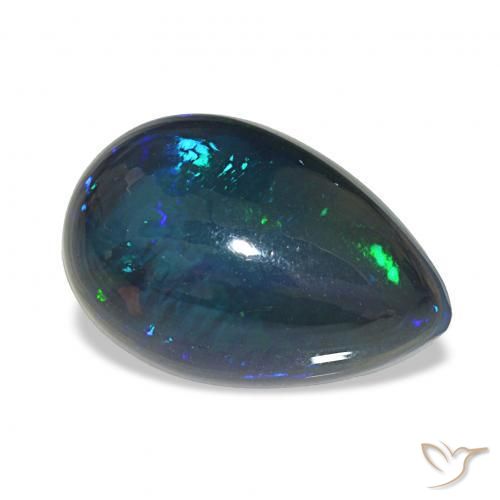 Opale noire Multicolore naturelle En forme de poire, 4.65 ct, Translucide